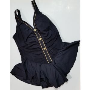 Vintage 1980's Black and Gold Swimsuit